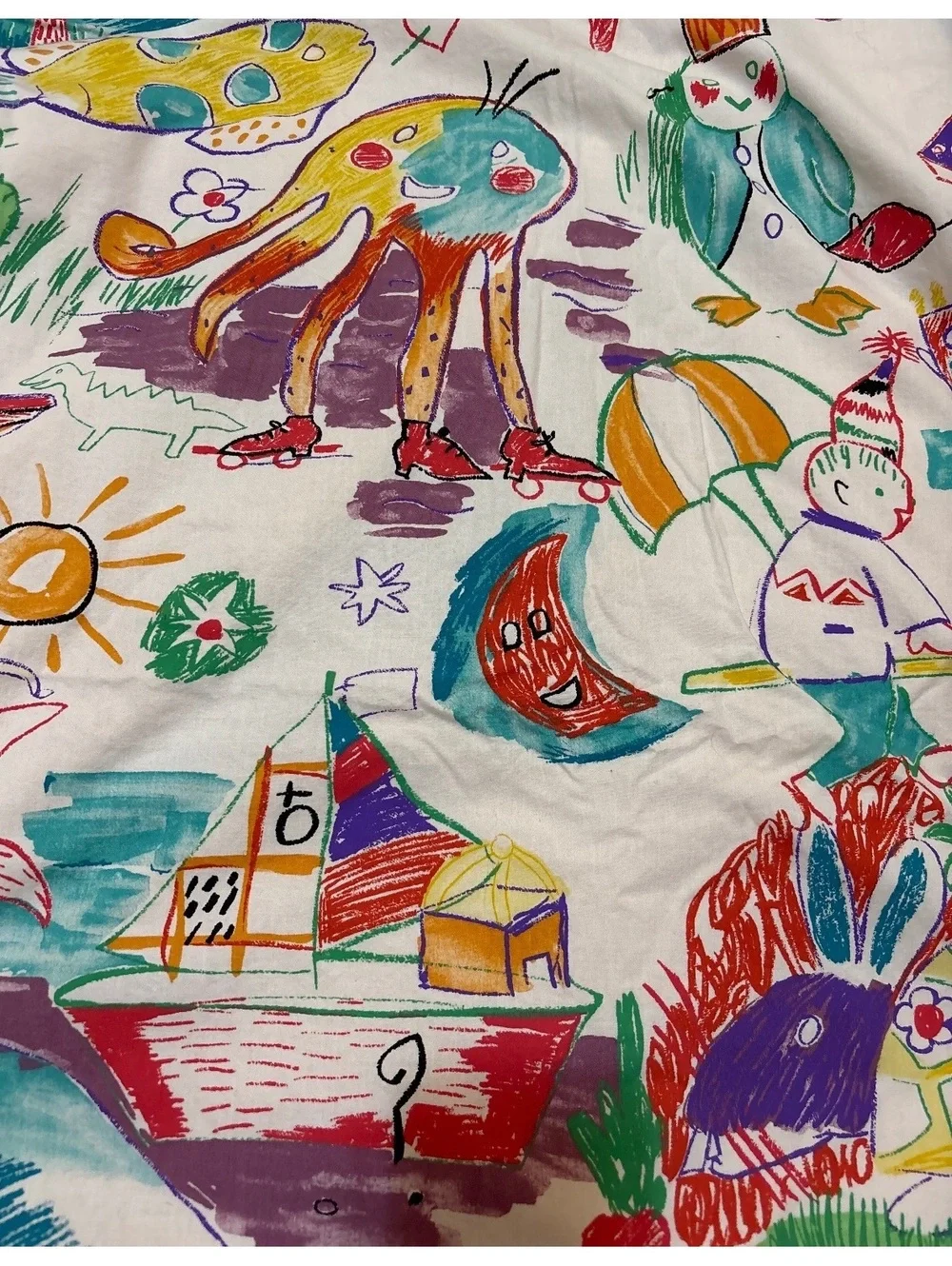 IKEA Twin Duvet Cover Vintage Child Art Orange Backing Rare Retro 90s Kidcore